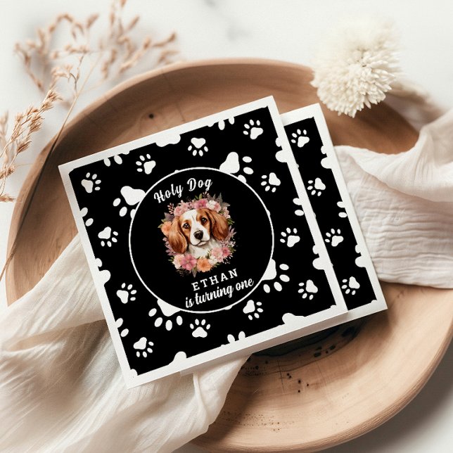 Serviette En Papier Saint Chien, je suis un | Chien fille 1er annivers (Créateur téléchargé)