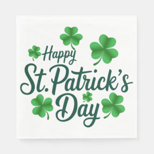 Serviette En Papier Saint-Patrick festif avec bordure de trèfle