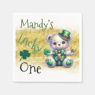 Serviette En Papier Saint-Patrick’s Day Bear Faux Gold Birthday Lucky
