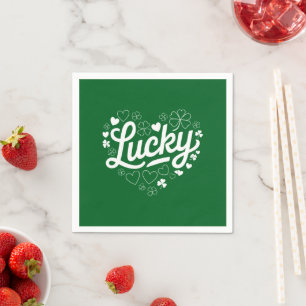 Serviette En Papier Saint Patrick's Day Heart Lucky Clover Shamrock