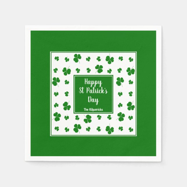 Serviette En Papier Saint Patrick's Day Irlandais Bénédictions Shamroc (Devant)