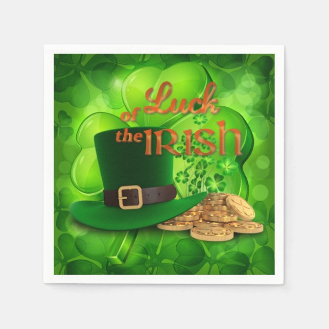 Serviette En Papier Saint Patrick's Day - "La chance des Irlandais" (Devant)