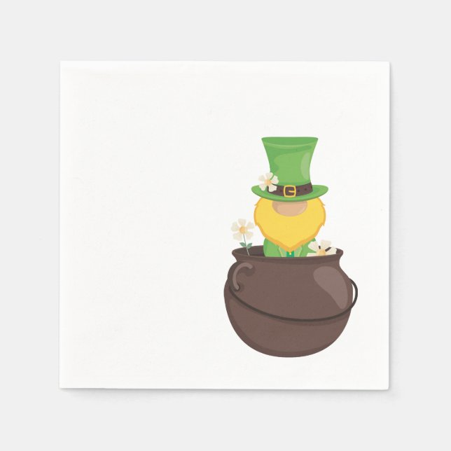 Serviette En Papier Saint Patrick's Day Leprechaun en Pot d'Or (Devant)