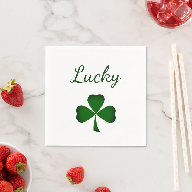 Serviette En Papier Saint Patrick's Day Lucky Green Shamrock (En situation)