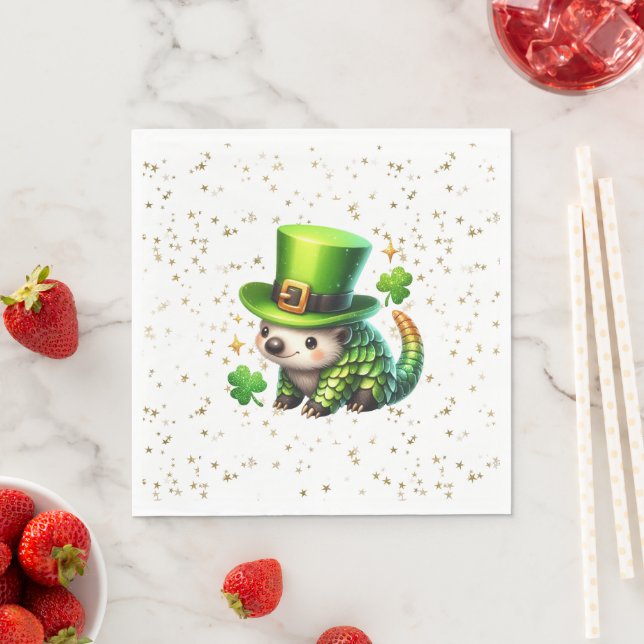 Serviette En Papier Saint Patrick's Day Lucky Hedgehog (En situation)
