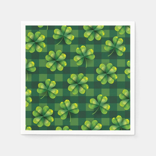 Serviette En Papier Saint Patrick's Day Shamrock Plaid (Devant)