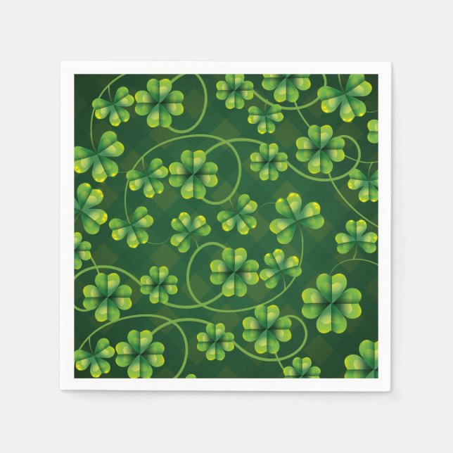Serviette En Papier Saint Patrick's Day Shamrock Plaid (Devant)
