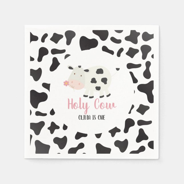 Serviette En Papier Saint vache rose pâle vache Imprimer Anniversaire (Devant)