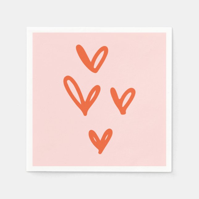 Serviette En Papier Saint Valentin Amour Pastel rose et rouge (Devant)