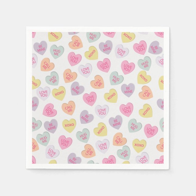 Serviette En Papier Saint Valentin bonbons coeurs napkin (Devant)