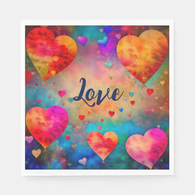 Serviette En Papier Saint Valentin Coeurs Vintages Personnalisés (Devant)