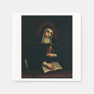 Serviette En Papier Sainte Gertrude la Grande bénédictine allemande 