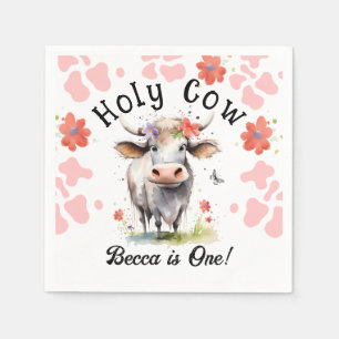 Serviette En Papier Sainte vache 1er anniversaire fille