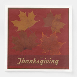 Serviette En Papier Saison 4 Feuilles Automne Thanksgiving Texte Perso