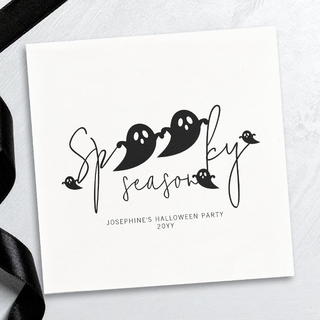 Serviette En Papier Saison éffrayante Simple Black Ghosts Moderne Hall (Créateur téléchargé)