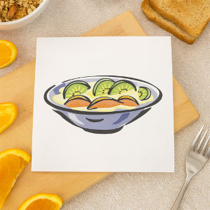 Serviette En Papier Salade de fruits frais Bowl avec Kiwi et orange