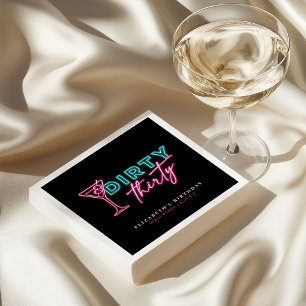 Serviette En Papier Sale Trentaine Néon Bleu & Rose 30e Anniversaire