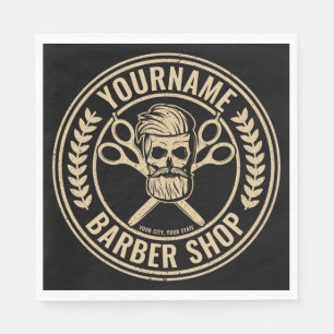 Serviette En Papier Salon de coiffure personnalisé Skull Rockabilly