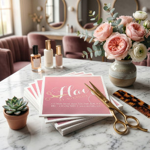 Serviette En Papier Salon de maquillage moderne ciseaux d'or rose