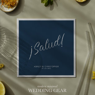 Serviette En Papier ¡Salud ! Indigo Blue Minimal Toute Occasion Cockta