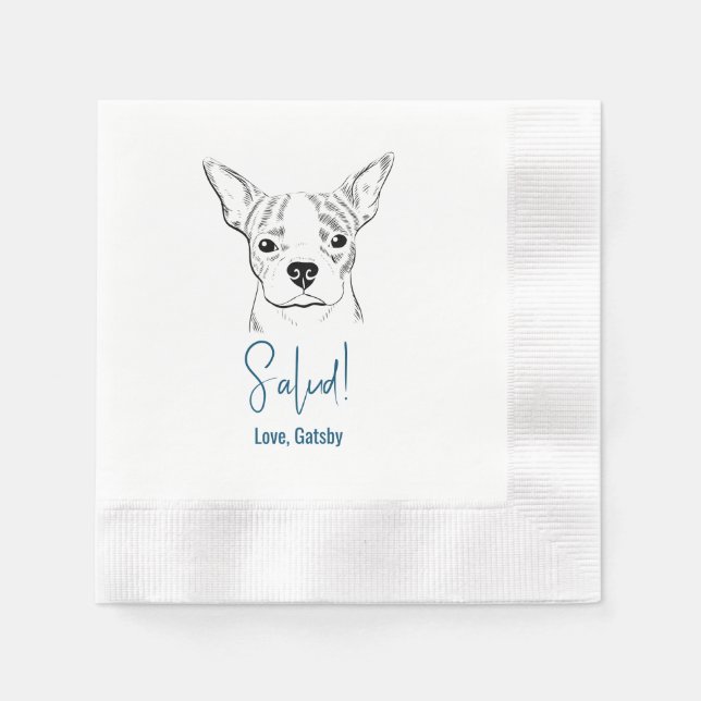 Serviette En Papier Salud ! Napkins Mariage de Boston Terrier (Devant)
