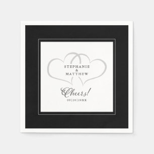 Serviette En Papier Salue Élégante Calligraphie de Mariage Noir & Blan