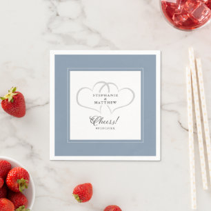 Serviette En Papier Salue Élégante Calligraphie Mariage Dusty Blue Chi