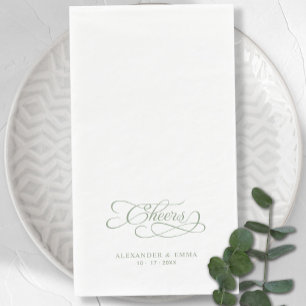 Serviette En Papier Salue Élégante Mariage Sage Green Calligraphie