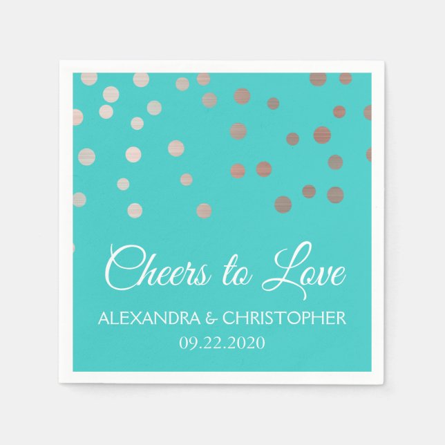 Serviette En Papier Salut à l'amour Turquoise Blue Confetti Mariage (Devant)