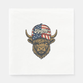 Serviette En Papier Salut Vache Highland Patriotique Design Western Vi