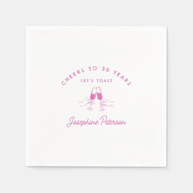 Serviette En Papier Salutations à 30 ans rose 30e anniversaire Personn (Devant)