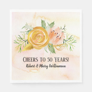 Serviette En Papier Salutations à 50 Ans d'or Floral