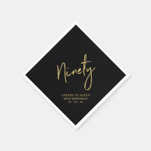 Serviette En Papier Salutations à 90e fête d'anniversaire de l'or des
