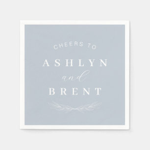 Serviette En Papier Salutations À Dusty Blue Mariage Cocktail Serviett
