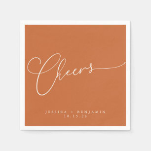 Serviette En Papier Salutations minimum Burnt Orange Script personnali