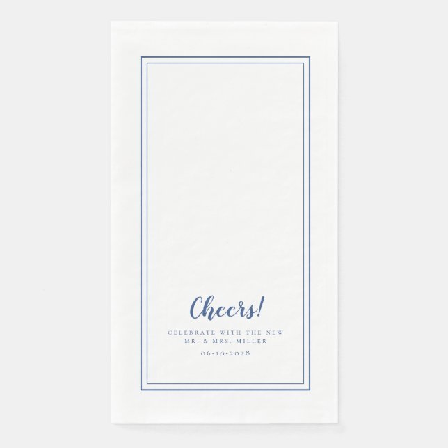 Serviette En Papier Salutations Mr & Mrs Blue White Mariage Dîner mode (Devant)