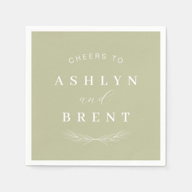 Serviette En Papier Salutations Vertes Mariage Cocktail Serviettes (Devant)