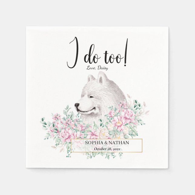 Serviette En Papier Samoyed Chien Mariage Cocktail Napkins (Devant)