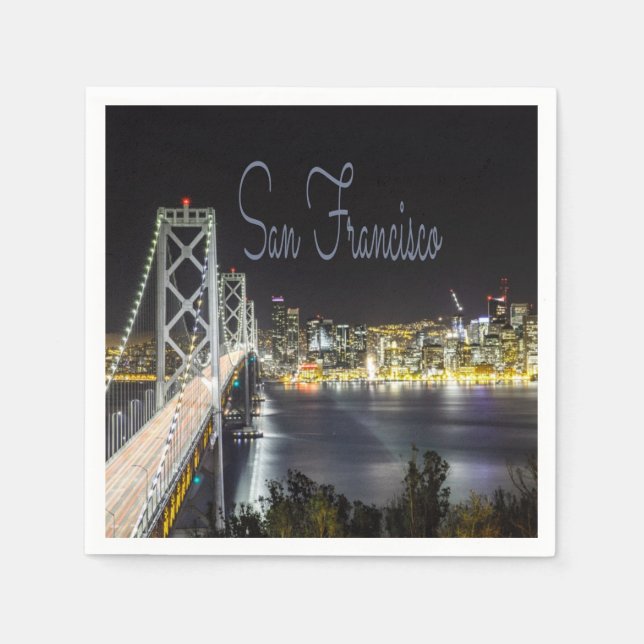 Serviette En Papier San Francisco Night Sky Line Golden Gate Bridge (Devant)
