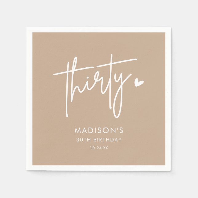 Serviette En Papier Sand Boho Trente-troisième fête d'anniversaire adu (Devant)
