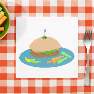 Serviette En Papier Sandwich avec Veggie Sides Fun Food