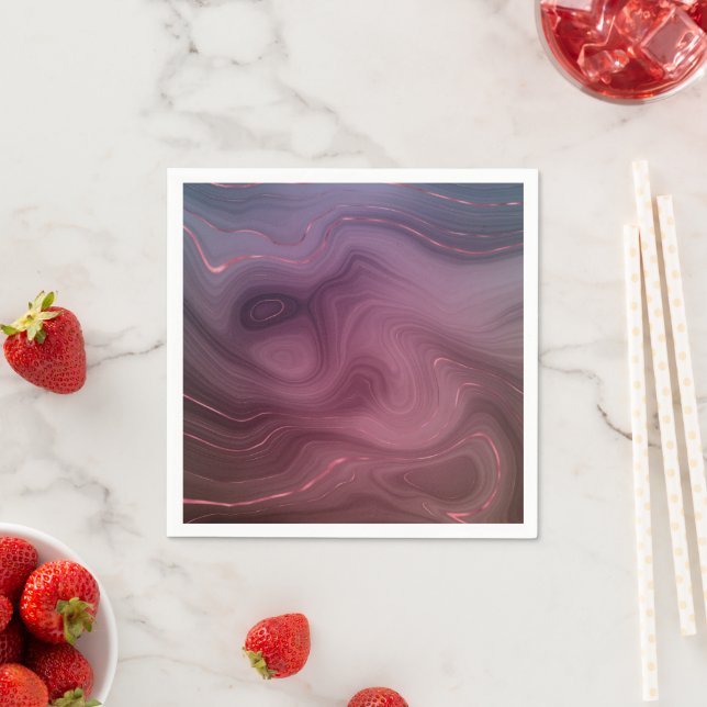 Serviette En Papier Sangria Strata | Moody Pink and Purple Luxe Agate (En situation)