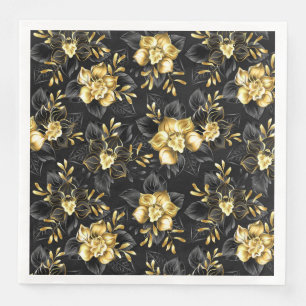 Serviette En Papier Sans couture avec orchidées de bijoux