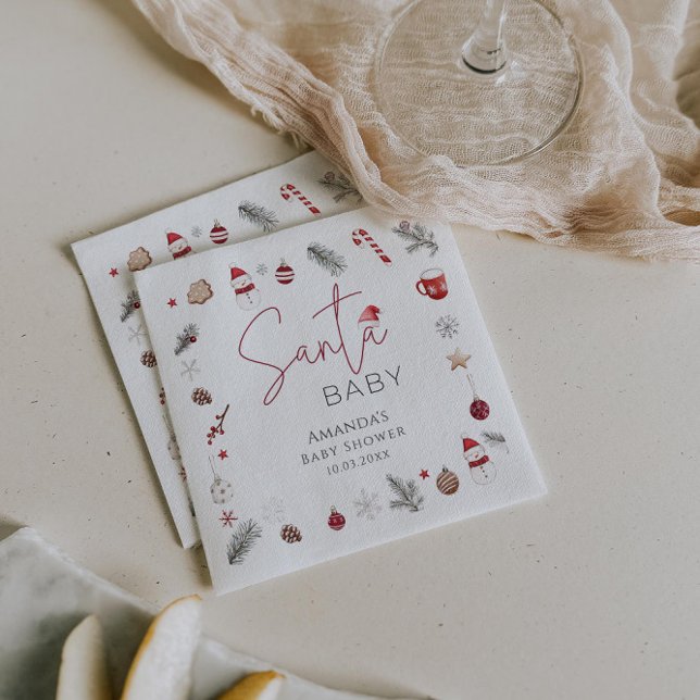 Serviette En Papier Santa Baby Christmas Baby Shower (Créateur téléchargé)