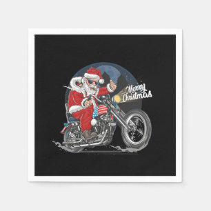 Serviette En Papier Santa Claus Biker US Flag Motorcycle Christmas Gif