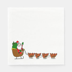 Serviette En Papier Santa Claus Et Poulets Napkin