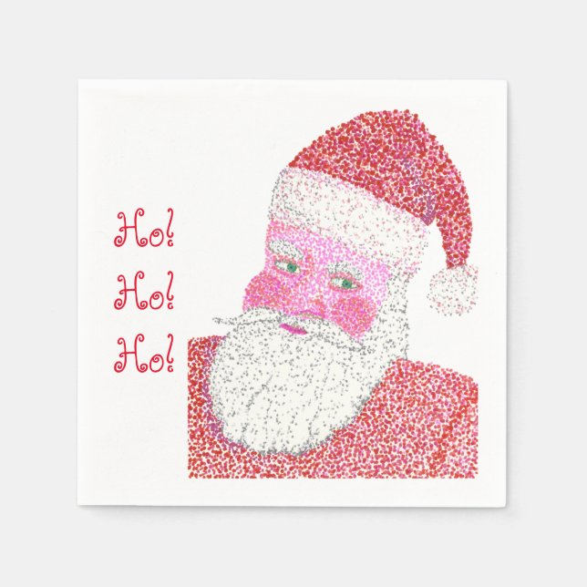 Serviette En Papier Santa Claus Pointillisme Papier de Noël serviettes (Devant)