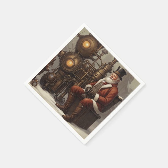 Serviette En Papier Santa Claus Steampunk Design de Noël (Coin)