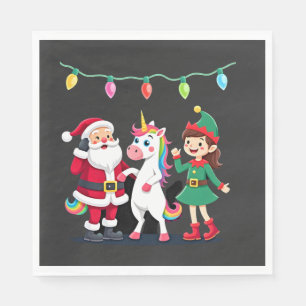 Serviette En Papier Santa en train de faire le dab Elfe Licorne Noël E