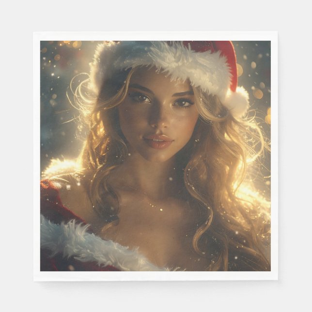 Serviette En Papier Santa Girl (Devant)